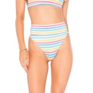 NWT Beach Riot High Waisted Rainbow Striped Bikini Bottom